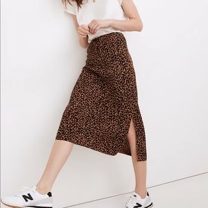 Drawstring Midi Slip Skirt in Brushed Leopard madewell xs